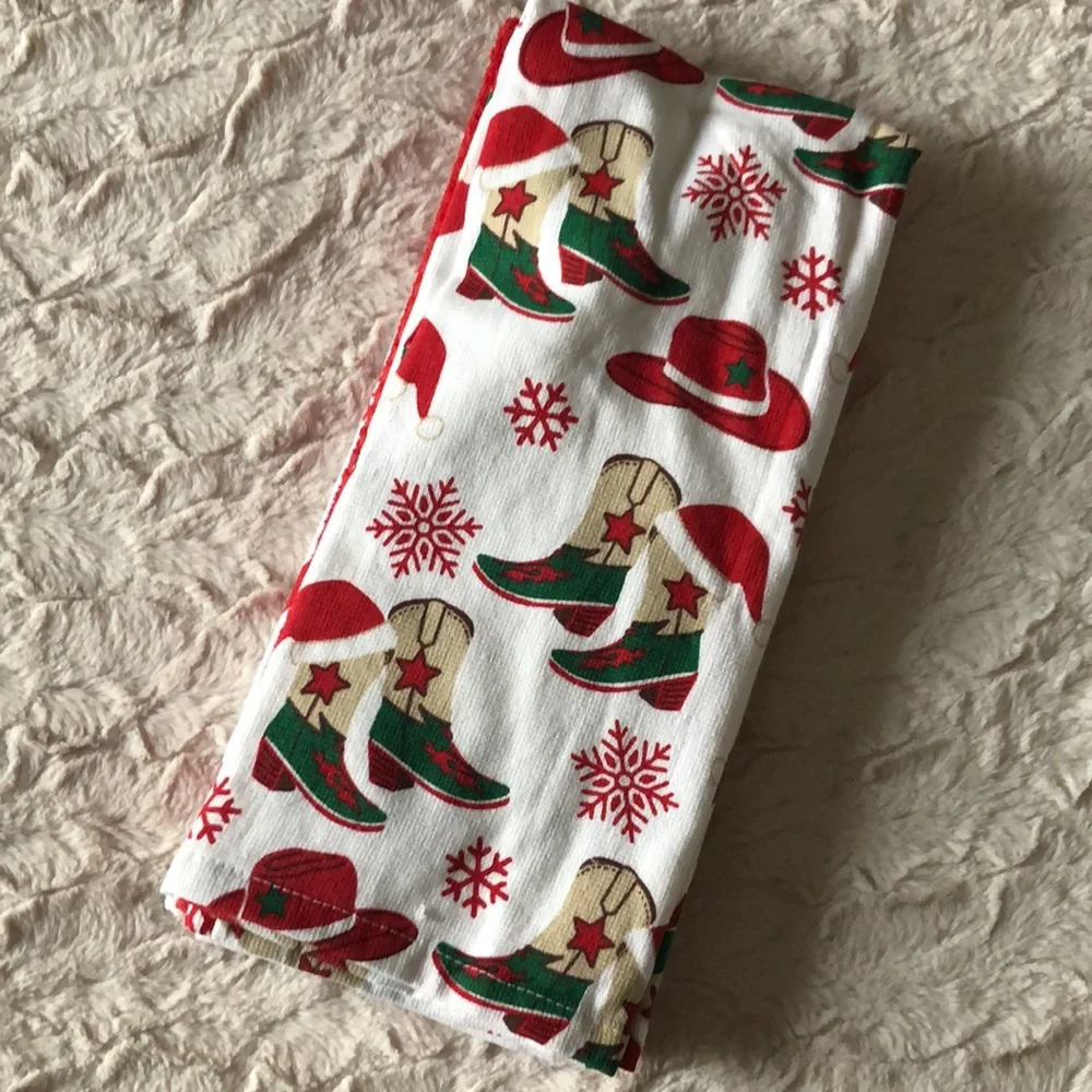 NEW Western Cowboy Boots Christmas Holiday Kitchen Towel Set